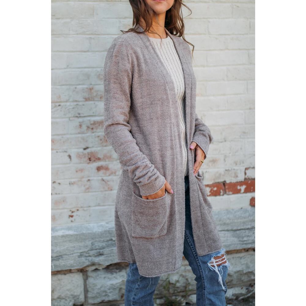 Barefoot Dreams CozyChic Lite Santa Monica Cardigan Gray Size M Cozy Core